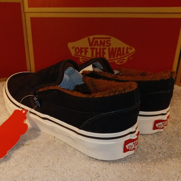 Vans Men's 4/Women's 5.5 Slip On Sherpa Lined Black/Marshmallow VN0A7VCFABI - Picture 2 of 12
